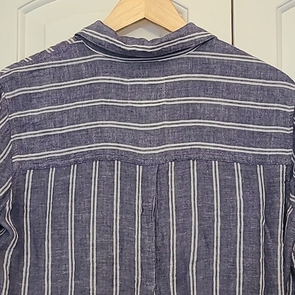 Rails Sydney Collared Artic Stripe Linnen Button Down Blouse Size XS - Picture 5 of 16